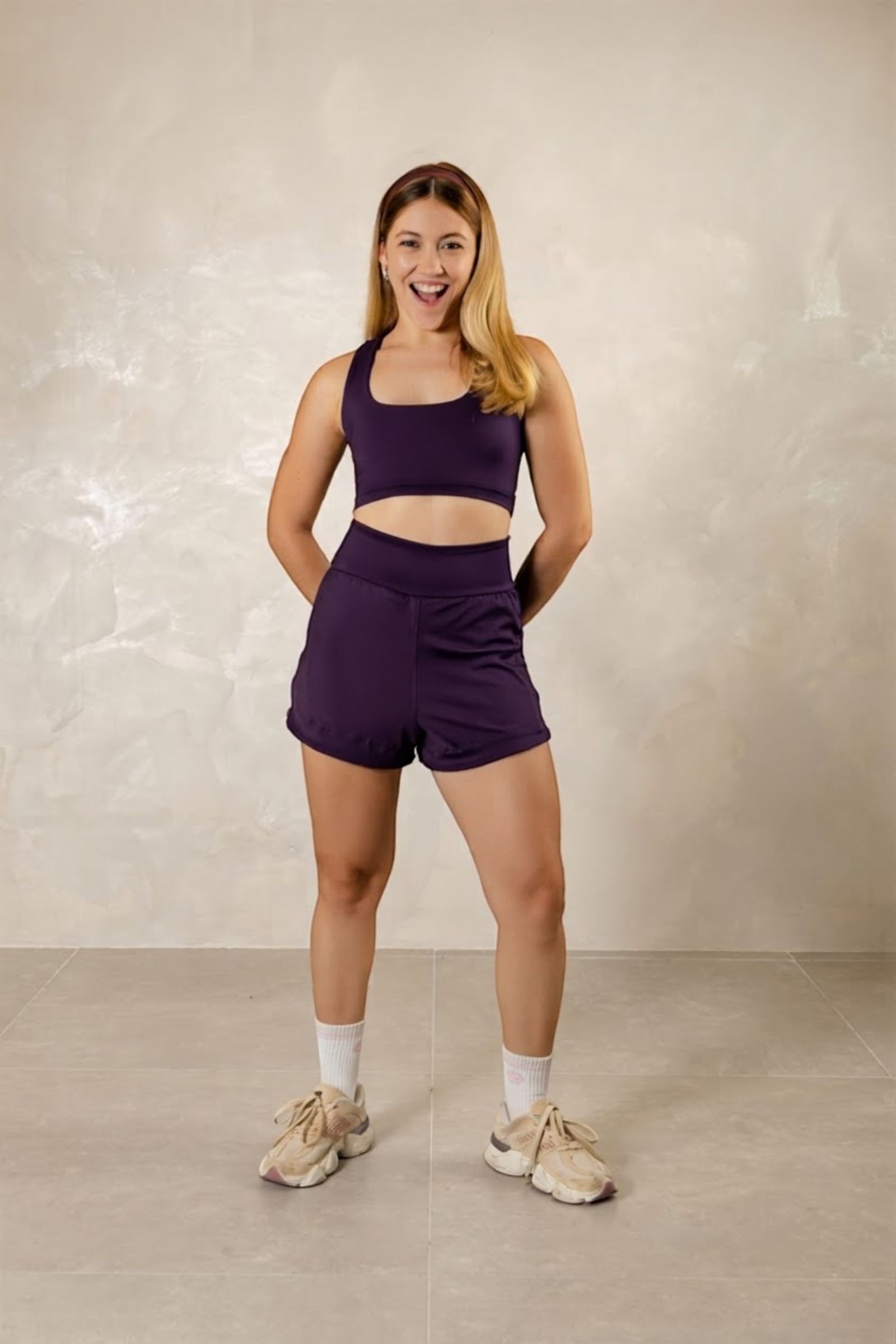 Top Alças Bolso Traseiro Açaí